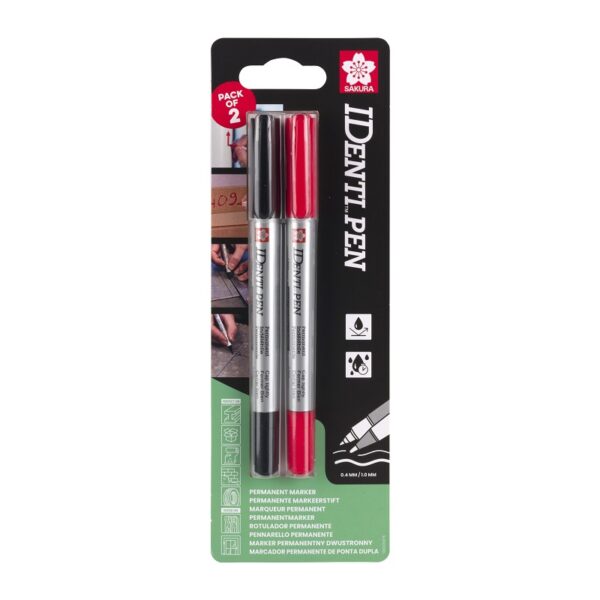 Markery wodoodporny IDenti-Pen czarny + czerwony, Sakura
